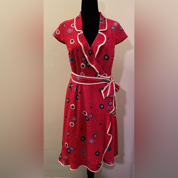 MODCLOTH NWOT Daytime Dapper Wrap Dress in Red - Picture 3 of 7